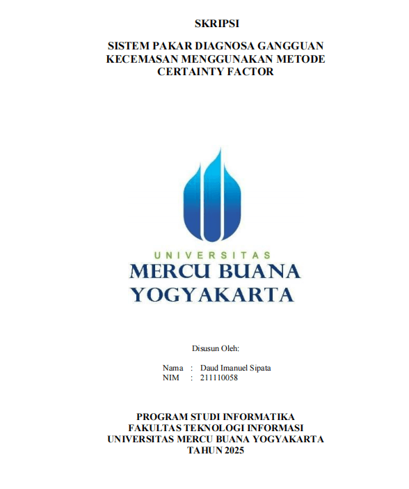 Sistem Pakar Diagnosa Gangguan Kecemasan Menggunakan Metode Certainty Factor